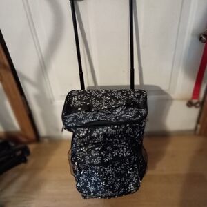 Floral Black Rolling Backpack